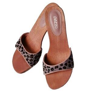 Pazzo Exotic Pink Leather Wood Slides 8